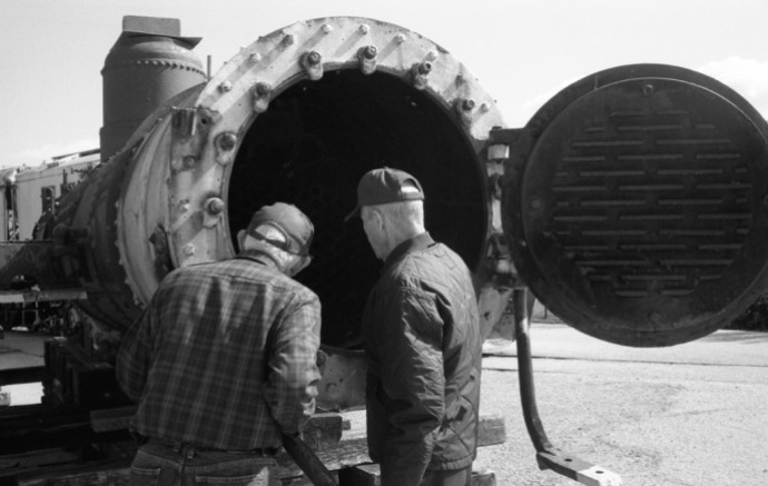 Measuring The Inside of the D&RGW 223 Boiler - Union Station, Ogden, Utah