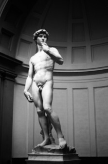 Michelangelo's David, Florence, Italy. Camera: Pentax K1000 (1976 - 1997). Film: Ilford Delta 100 Professional.