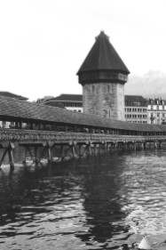The Kapellbrücke, Lucerne, Switzerland. Camera: Pentax K1000 (1976 - 1997). Film: Ilford Delta 100 Professional.