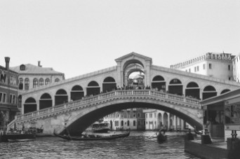 Rialto Bridge, Venice, Italy. Camera: Pentax K1000 (1976 - 1997). Film: Ilford Delta 100 Professional.