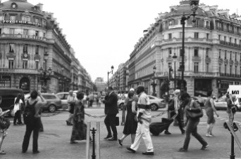 Exiting the Subway in Paris, France. Camera: Pentax K1000 (1976 - 1997). Film: Ilford Delta 100 Professional.