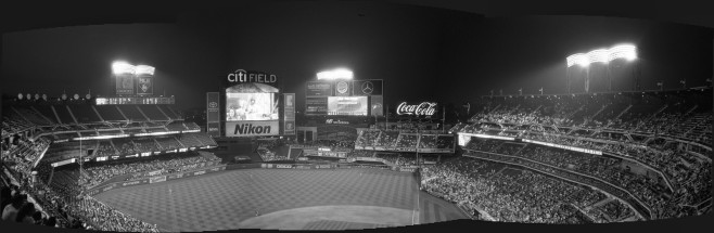 Citi Field - Mets Baseball - Queens, NY - 4 Images Stitched (Uncropped) (Olympus XA - Kodak Tri-X 400)